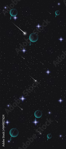 Starry night galaxy background with glowing nebula, stardust and shining milky way vector