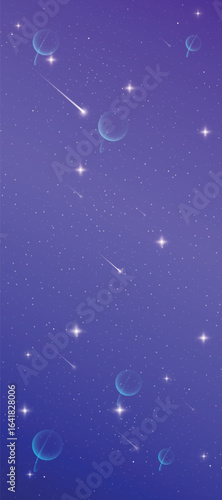 Starry night galaxy background with glowing nebula, stardust and shining milky way vector