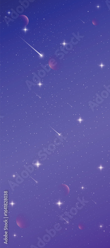 Starry night galaxy background with glowing nebula, stardust and shining milky way vector