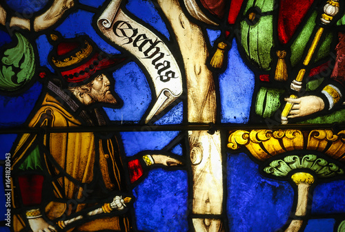 Canvas Print Stained glasses of the cathedral, Troyes, France