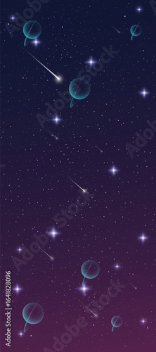 Starry night galaxy background with glowing nebula, stardust and shining milky way vector