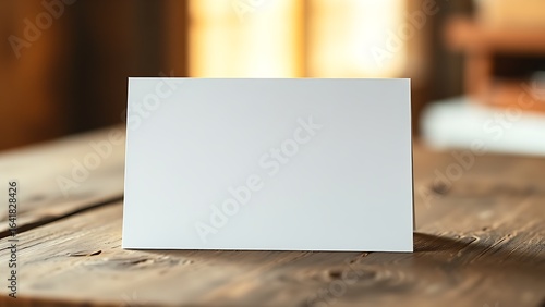 Wallpaper Mural Blank greeting card resting on a rustic wooden surface with warm ambient light. Torontodigital.ca