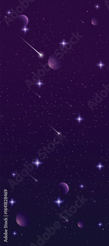Starry night galaxy background with glowing nebula, stardust and shining milky way vector