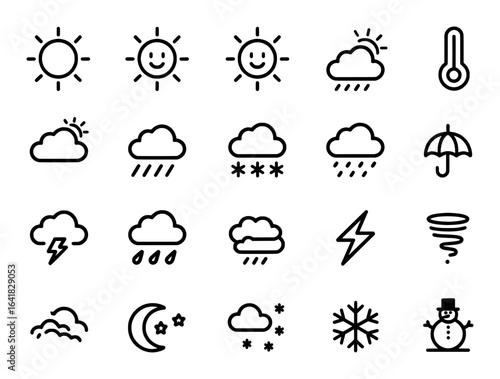 Weather symbols collection for forecasting and climate icons