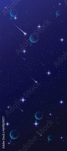 Starry night galaxy background with glowing nebula, stardust and shining milky way vector