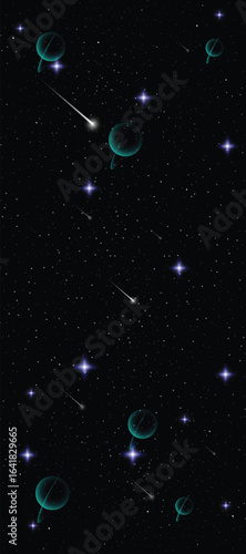 Starry night galaxy background with glowing nebula, stardust and shining milky way vector