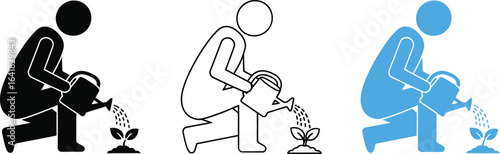 Gardening watering plant icon set vector illustration design