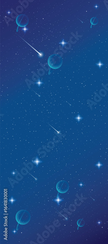 Starry night galaxy background with glowing nebula, stardust and shining milky way vector