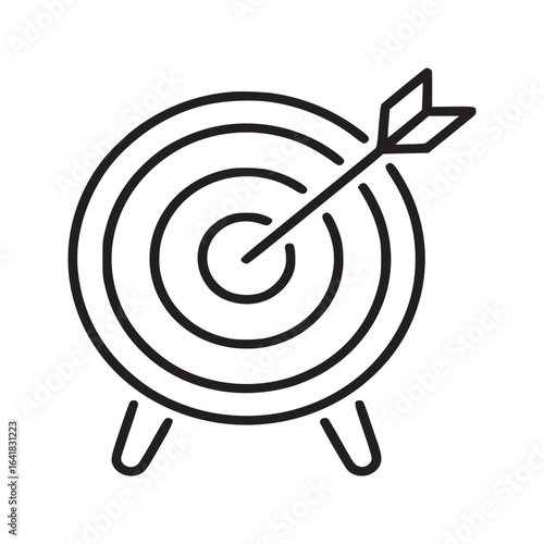 Illustration of a target with an arrow hitting the bullseye on a white background vector art