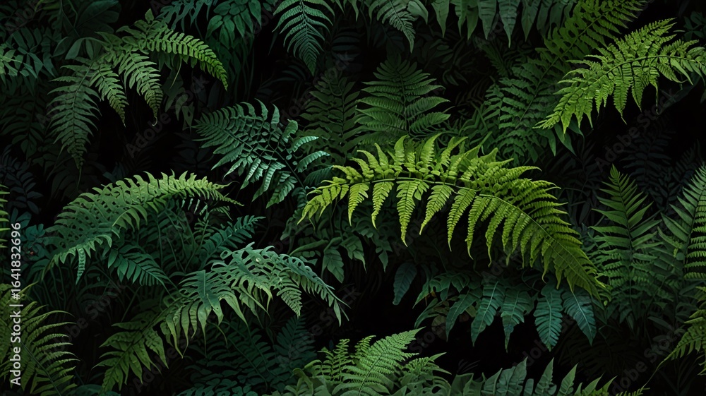 Obraz premium Moody Tropical Forest with Lush Green Foliage and Dramatic Lighting V2
