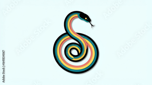 Vibrant and Colorful Abstract Snake Graphic Design Illustrating Modern Art and Creative Symbolism on a Light Background