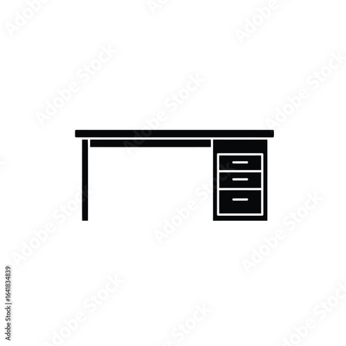 Black silhouette of a desk with drawers table furniture