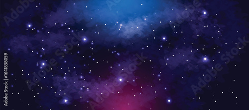 Space galaxy background with many stars. Realistic colorful cosmos with nebula and milky way. Space infinity with milky way starlight glow astronomical vector background