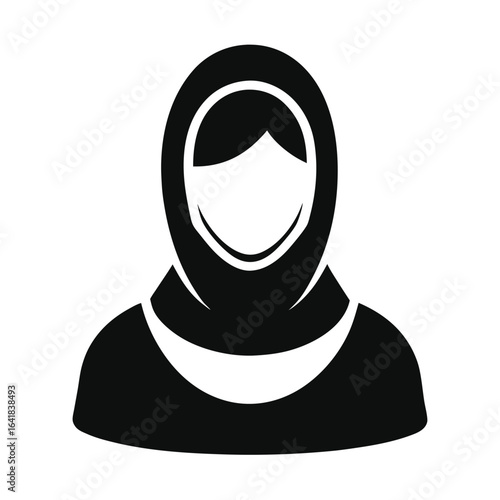 Muslim Woman Avatar Icon in Hijab – Minimal Vector Portrait