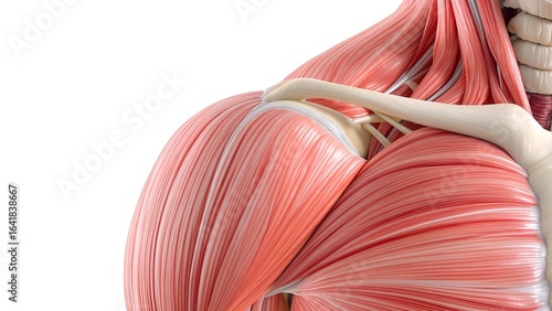 Human Shoulder Anatomy: Detailed 3D Medical Illustration of Muscles and Bones