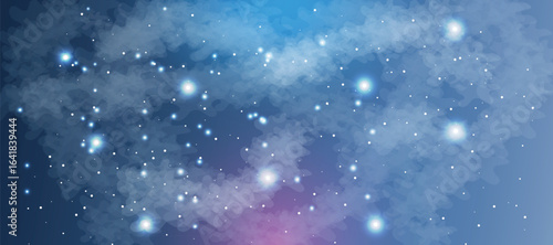 Space galaxy background with many stars. Realistic colorful cosmos with nebula and milky way. Space infinity with milky way starlight glow astronomical vector background