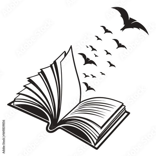 open book with black and white pages