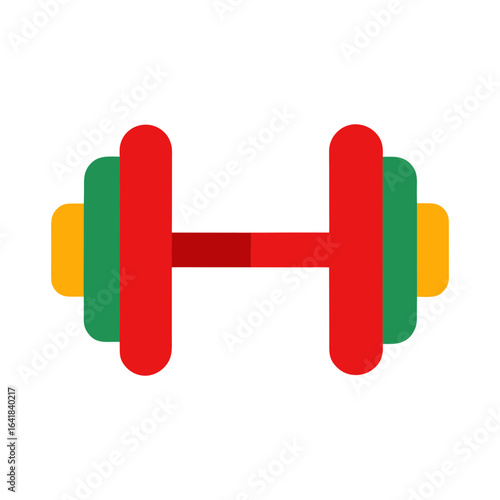 Red and green dumbbells isolated on a white background