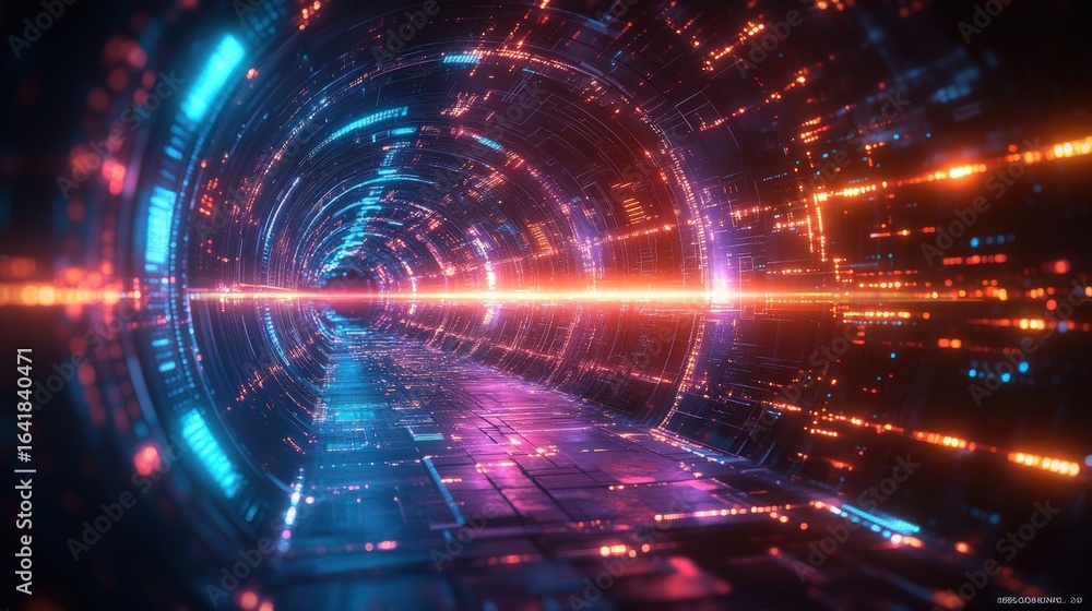 Fototapeta premium Futuristic tunnel glowing with vibrant light