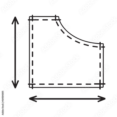 Clothing pattern measurement icon in outline style