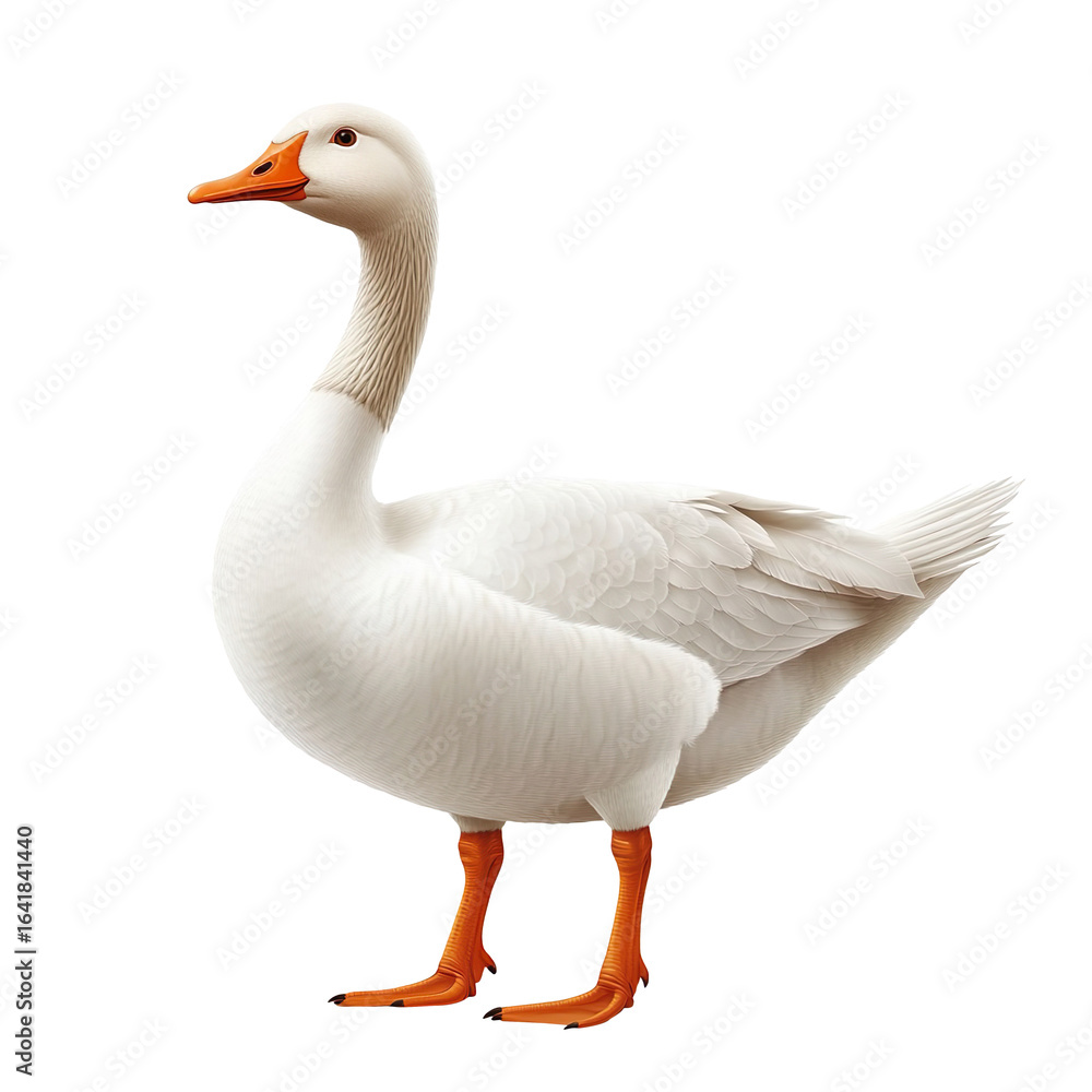 White Goose With Orange Beak And Feet Isolated On Transparent Background White Goose With Orange Beak And Feet Isolated On Transparent Background