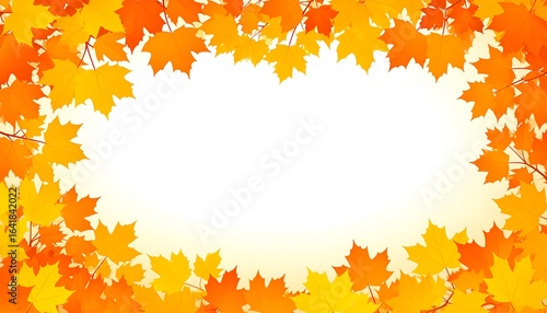 Autumn leaves frame a blank white space