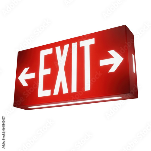3d exit sign isolated on transparent background