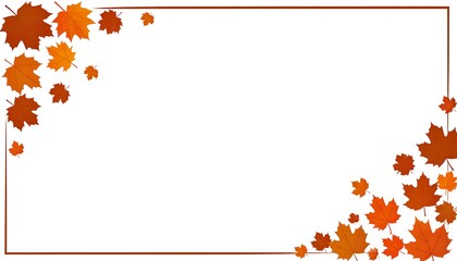 Autumnal border with falling leaves