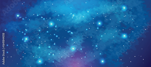 Space galaxy background with many stars. Realistic colorful cosmos with nebula and milky way. Space infinity with milky way starlight glow astronomical vector background