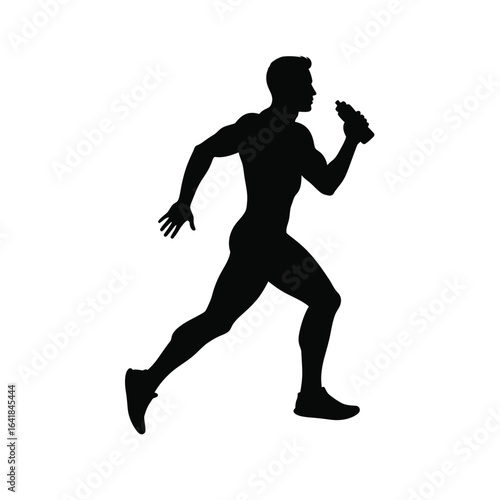 Silhouette jogger drinking water runner person