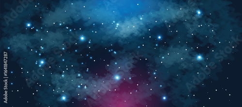 Space galaxy background with many stars. Realistic colorful cosmos with nebula and milky way. Space infinity with milky way starlight glow astronomical vector background