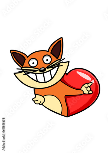 Illustration of a fox inside a heart