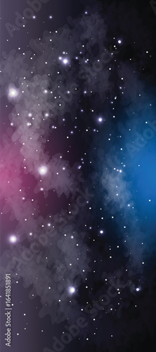 Space galaxy background with many stars. Realistic colorful cosmos with nebula and milky way. Space infinity with milky way starlight glow astronomical vector background
