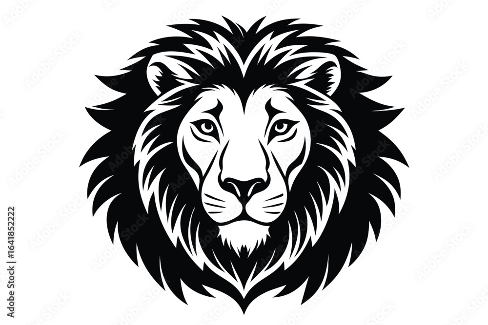 Fototapeta premium Majestic lion showcases a bold black mane isolated on white