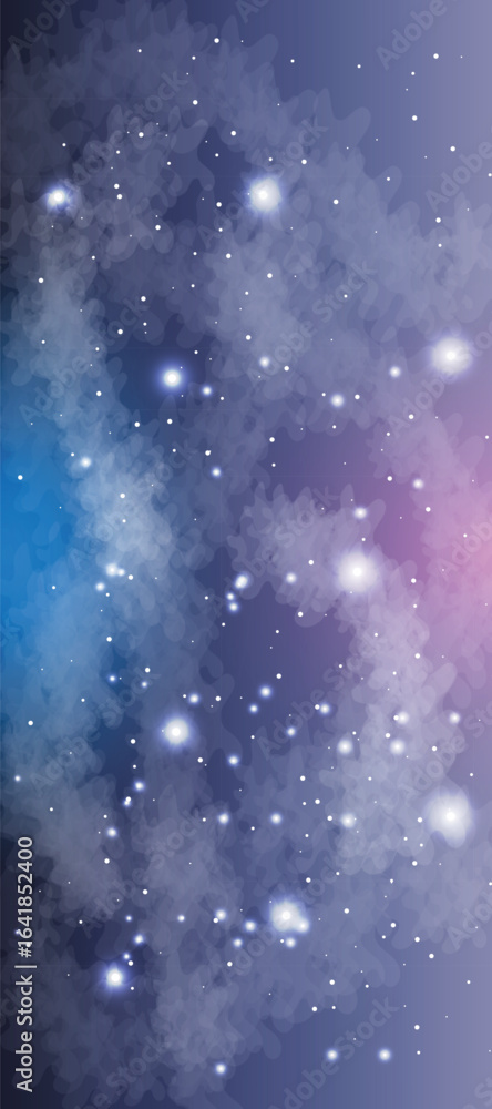 Naklejka premium Space galaxy background with many stars. Realistic colorful cosmos with nebula and milky way. Space infinity with milky way starlight glow astronomical vector background