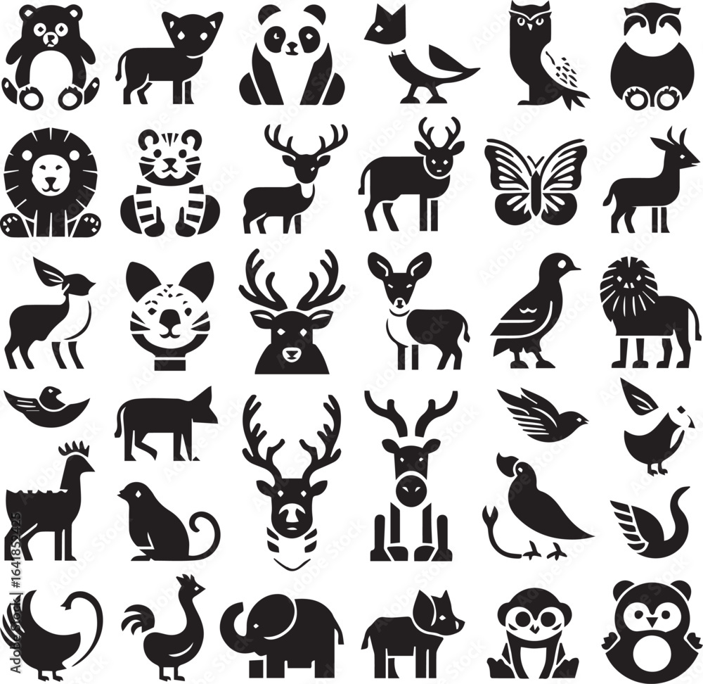 Obraz premium Animals Silhouettes Icons