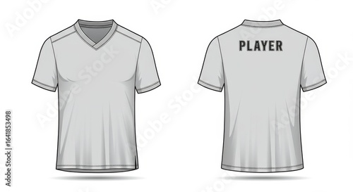 football jersey top shirt team sports flat technical drawing illustration short sleeve blank streetwear mock-up template for design