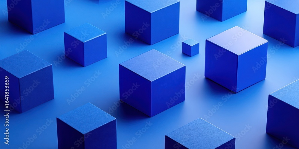 Fototapeta premium Abstract geometric pattern of blue cubes