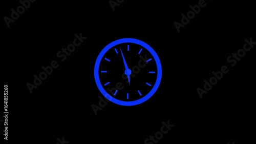 Wallpaper Mural Blue clock defined against a black expanse, ideal for symbolizing fundamental aspects of time, a modern look, a bold and easily recognizable representation of an hour an minute indicator. Torontodigital.ca