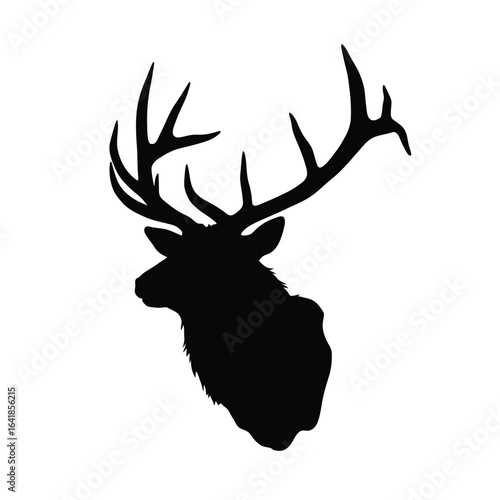 Majestic elk head silhouette animal black