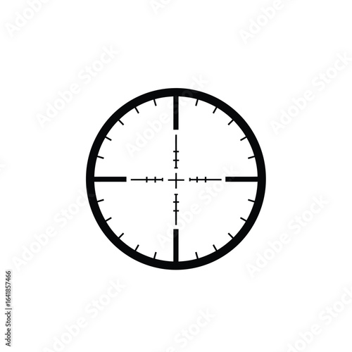 Black sniper scope crosshairs on white reticle targeting