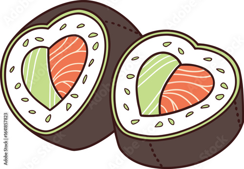 Delicious temaki sushi featuring salmon and avocado hand roll tasty, vector illustration