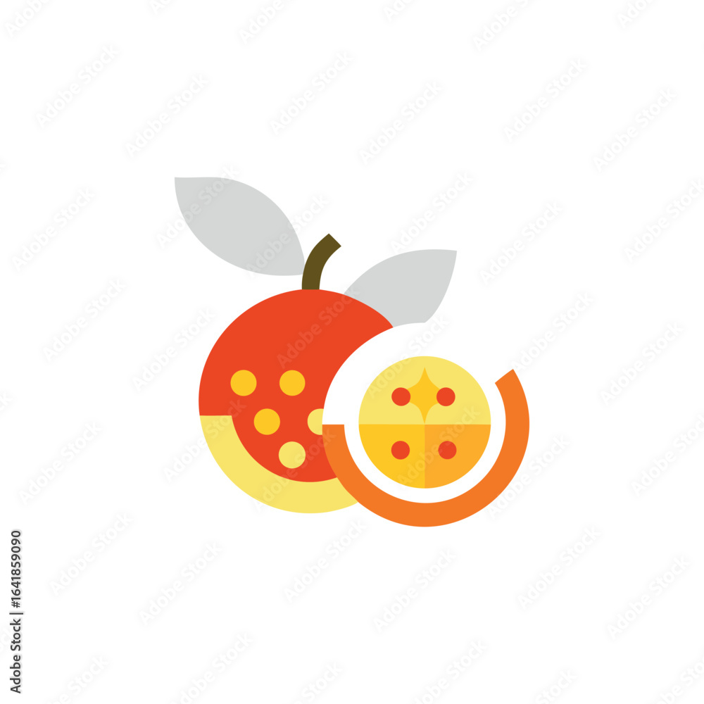 Obraz premium A tangerine fruits icon colored shape art vector illustration.