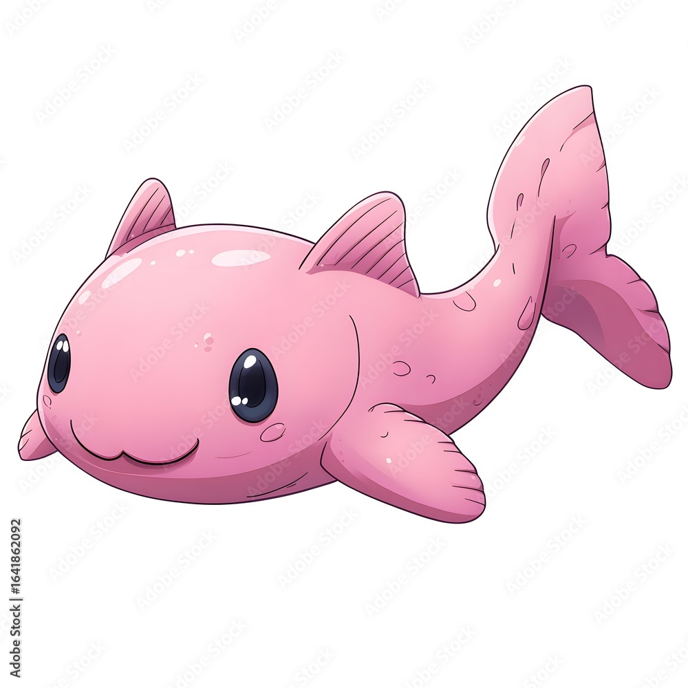 Fototapeta premium Cute pink fish illustration against a plain white background.