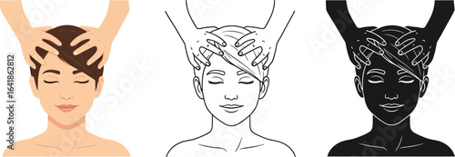 Head massage therapy for relaxation and stress relief vector