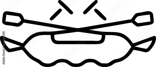 Dynamic river rafting adventure boat with paddles illustration