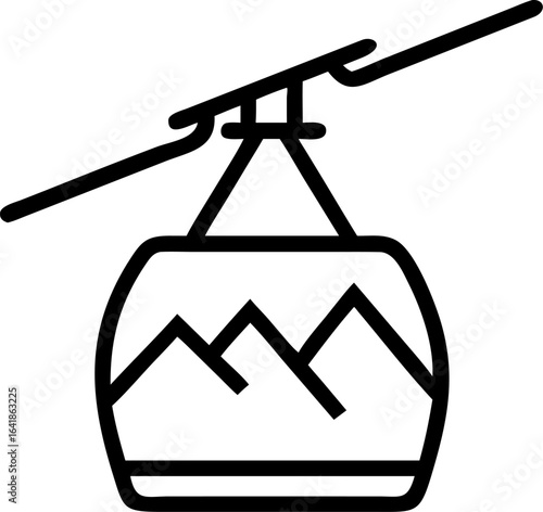 Winter mountain landscape with a ski lift and snowy peaks