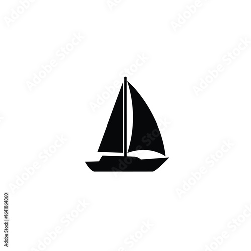 Black sailboat with single sail icon watercraft nautical