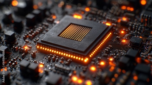 Close-up of a computer processor on a circuit board