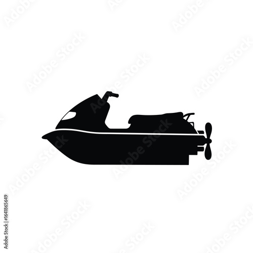 Black silhouette of a sea scooter with propeller watercraft